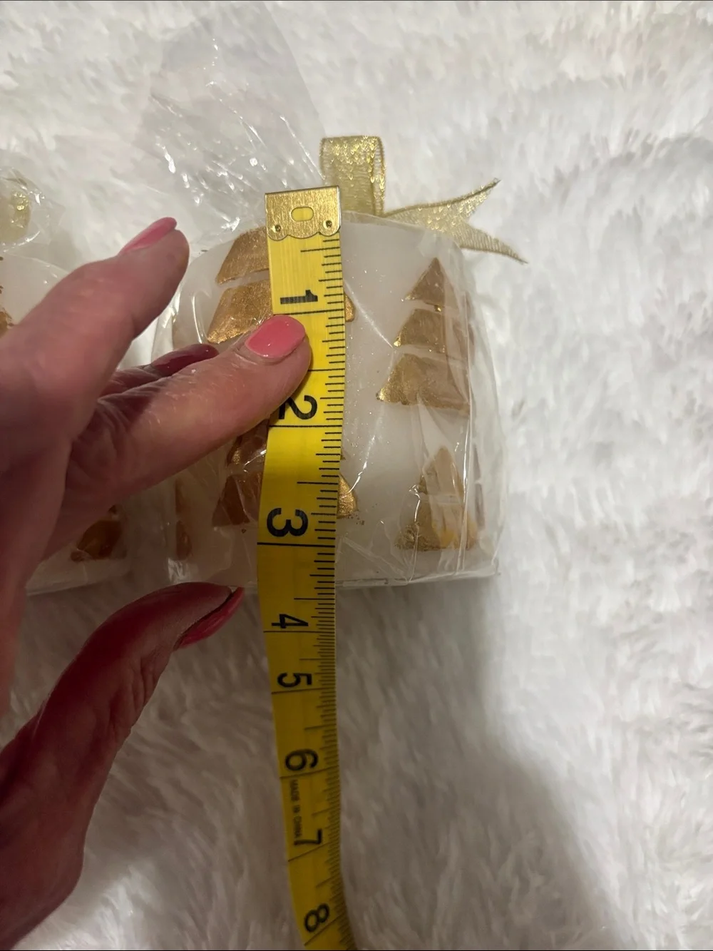 NWT set of 3 white with gold Christmas tree candles